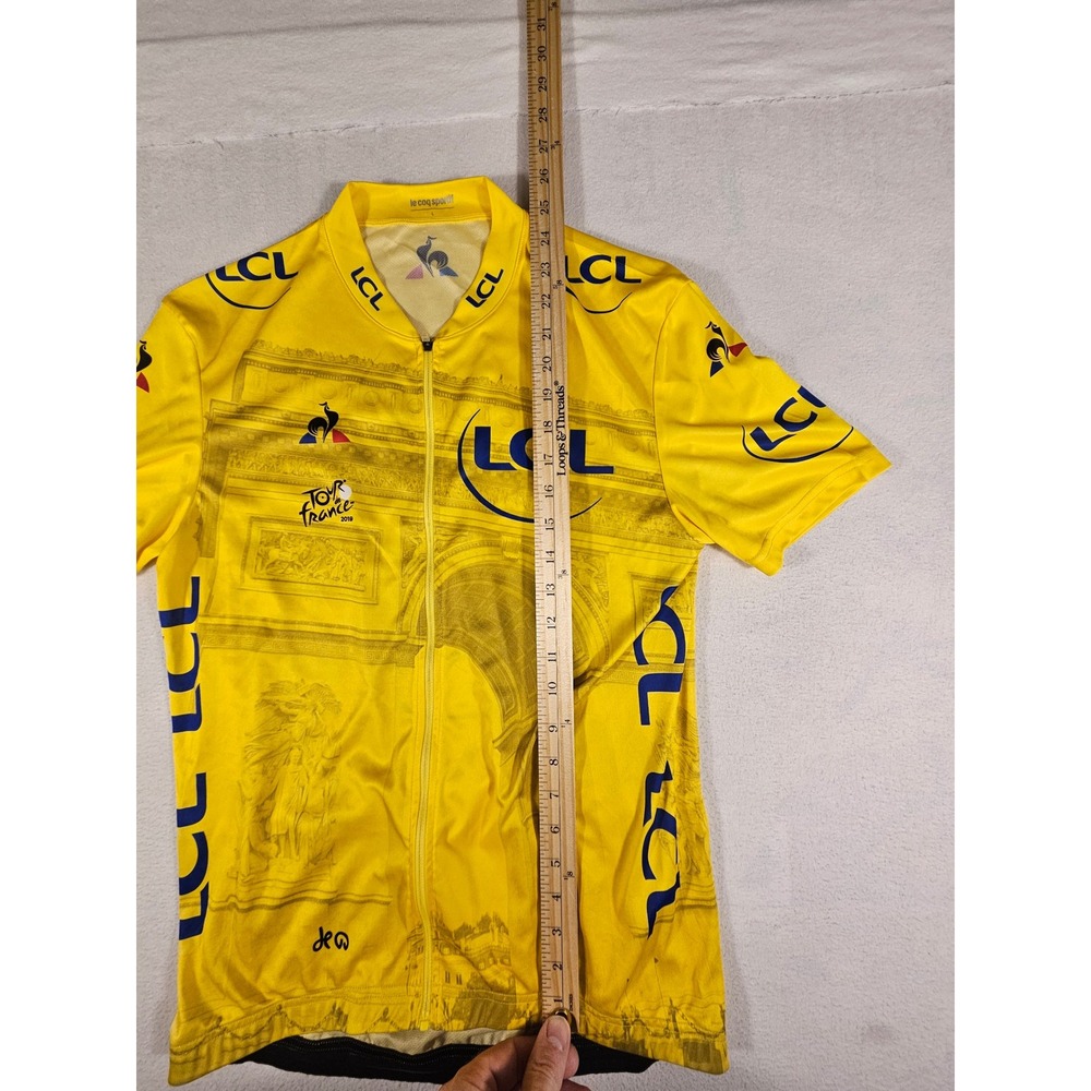 Le Coq Sportif Tour de France 2019 LCL Arrival Yellow Cyclying Jersey Mens Large - Picture 2 of 9